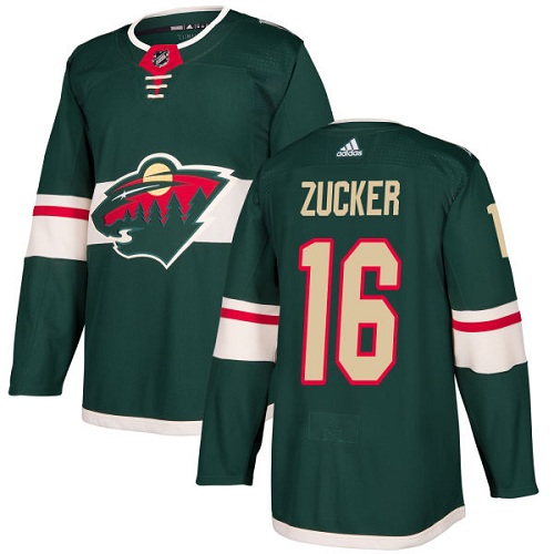 Adidas Wild #16 Jason Zucker Green Home Authentic Stitched NHL Jersey - Click Image to Close
